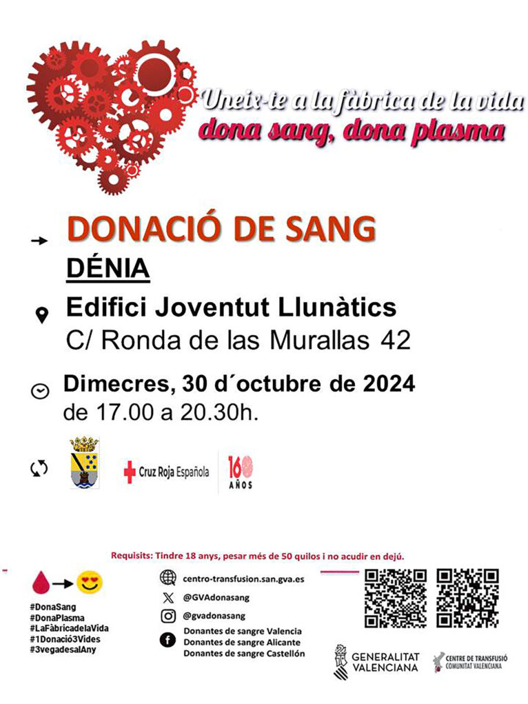 Nueva Jornada De Donaci N De Sangre En D Nia Para Este Octubre