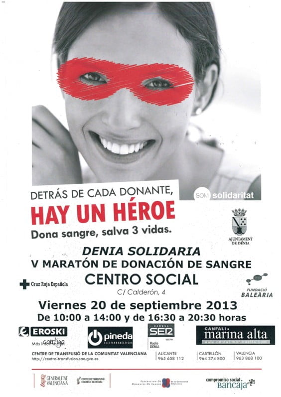 Cartel del maratón de donación de sangre de Dénia