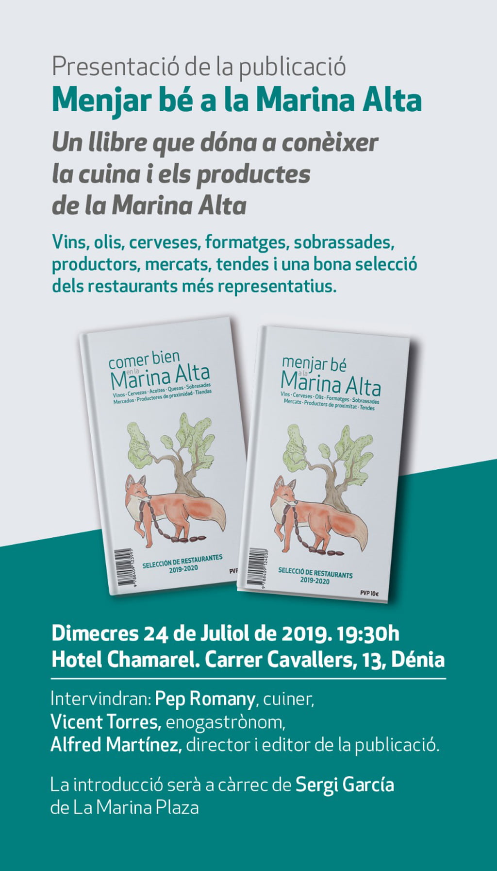 Cartel de la presentación del libro Menjar bé a la Marina Alta