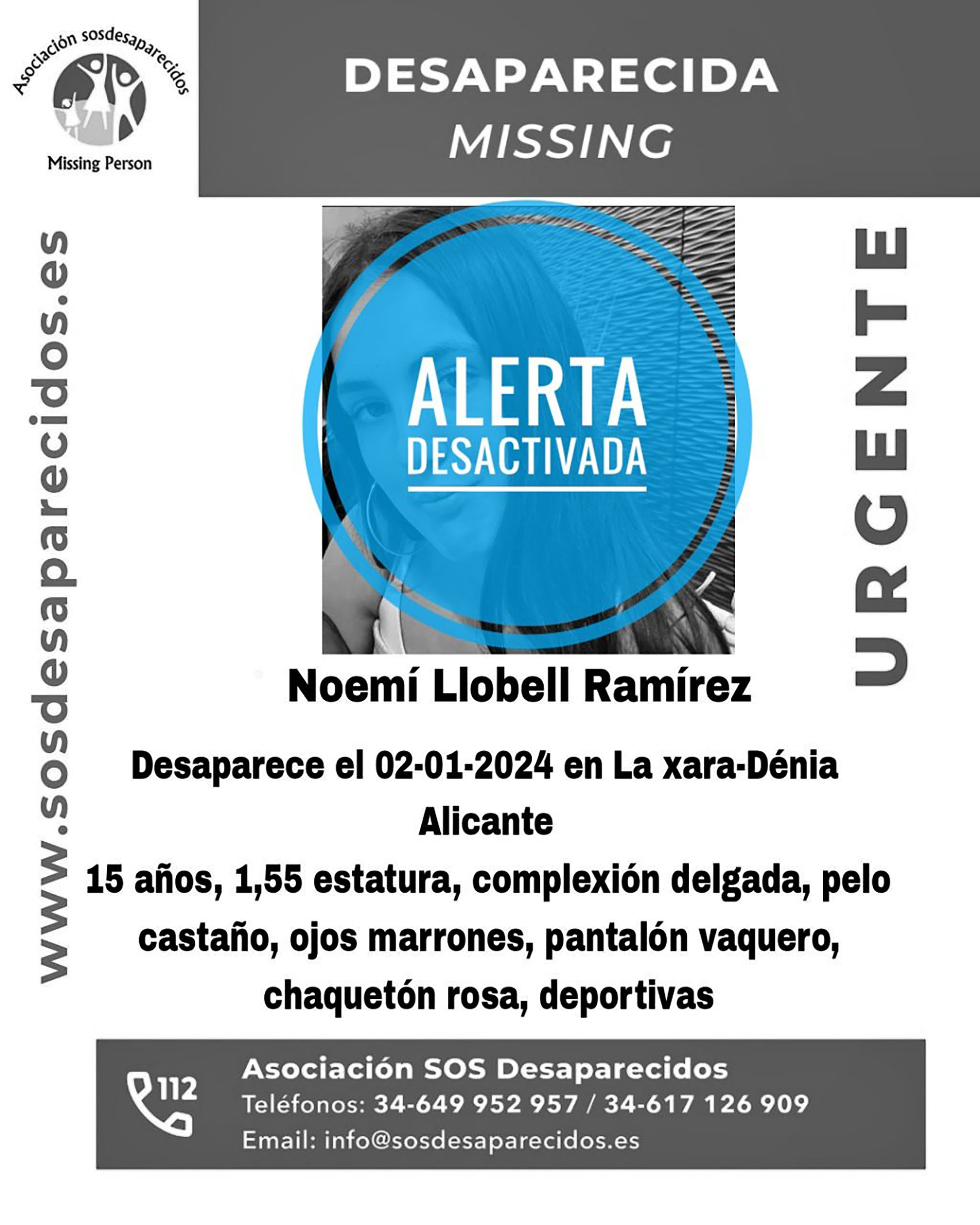 Alerta de  Noemí Llobell Ramírez desactivada