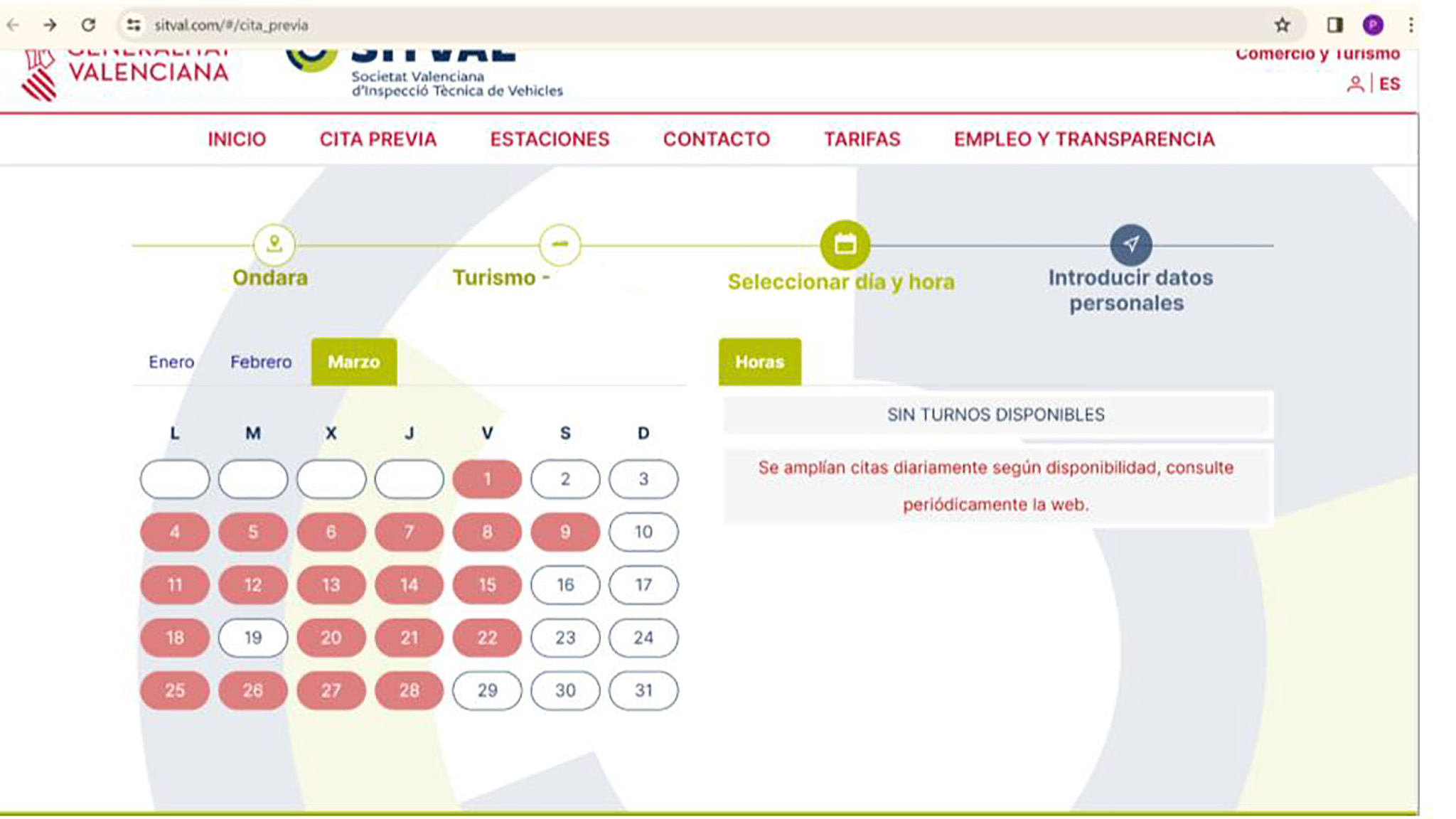 Página oficial de citas de la ITV completa