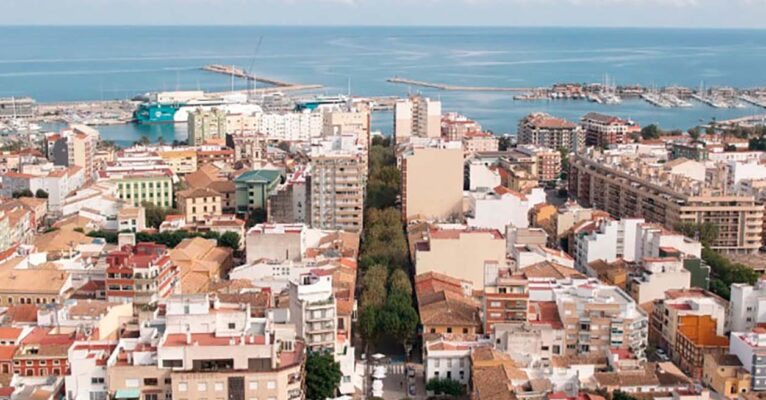 Marqués de Campo y el centro de Dénia, desde el aire